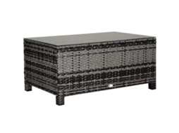 Mesa Centro Jardim Polirratã Cinza 85x50x39cm Varanda VELTRIX