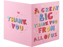 Carta De Agradecimento Grande 40x27 Cm - Carta De Agradecimento Extra Grande - Carta De Agradecimento Com Envelope - Rosa - Cartão - Perfeito Para Agr