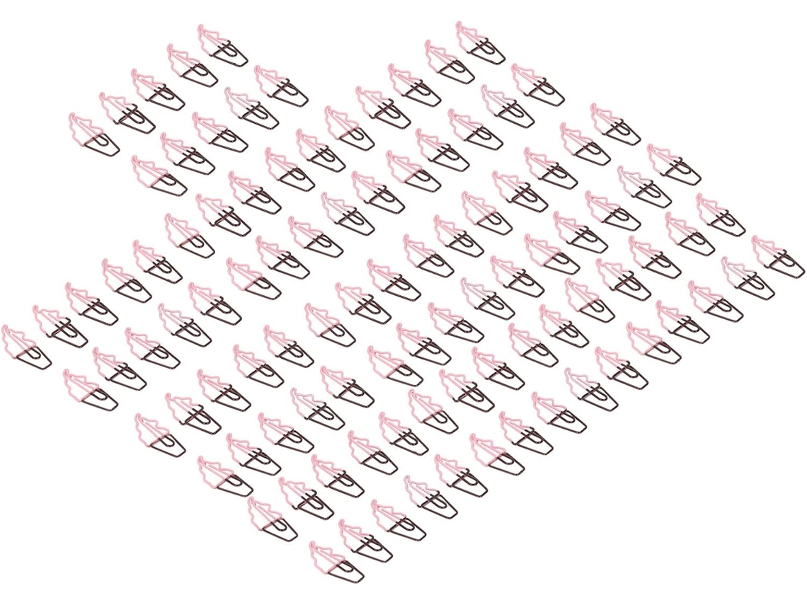 Conjunto de 100 clipes de papel em formato Sorvete, clipes de metal para documentos com acabamento galvanizado para mesa.
