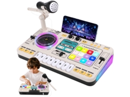 Mesa De Dj Infantil Com Mixer, Brinquedo Musical Bluetooth Com Microfone, Piano E Placa De Dj Chrui (branca)