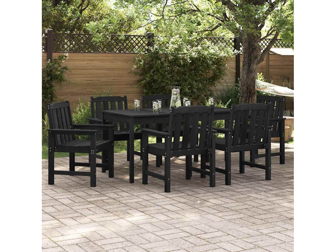 Vidaxl Cadeira De Jardim 6 Unid. Preto Polietileno
