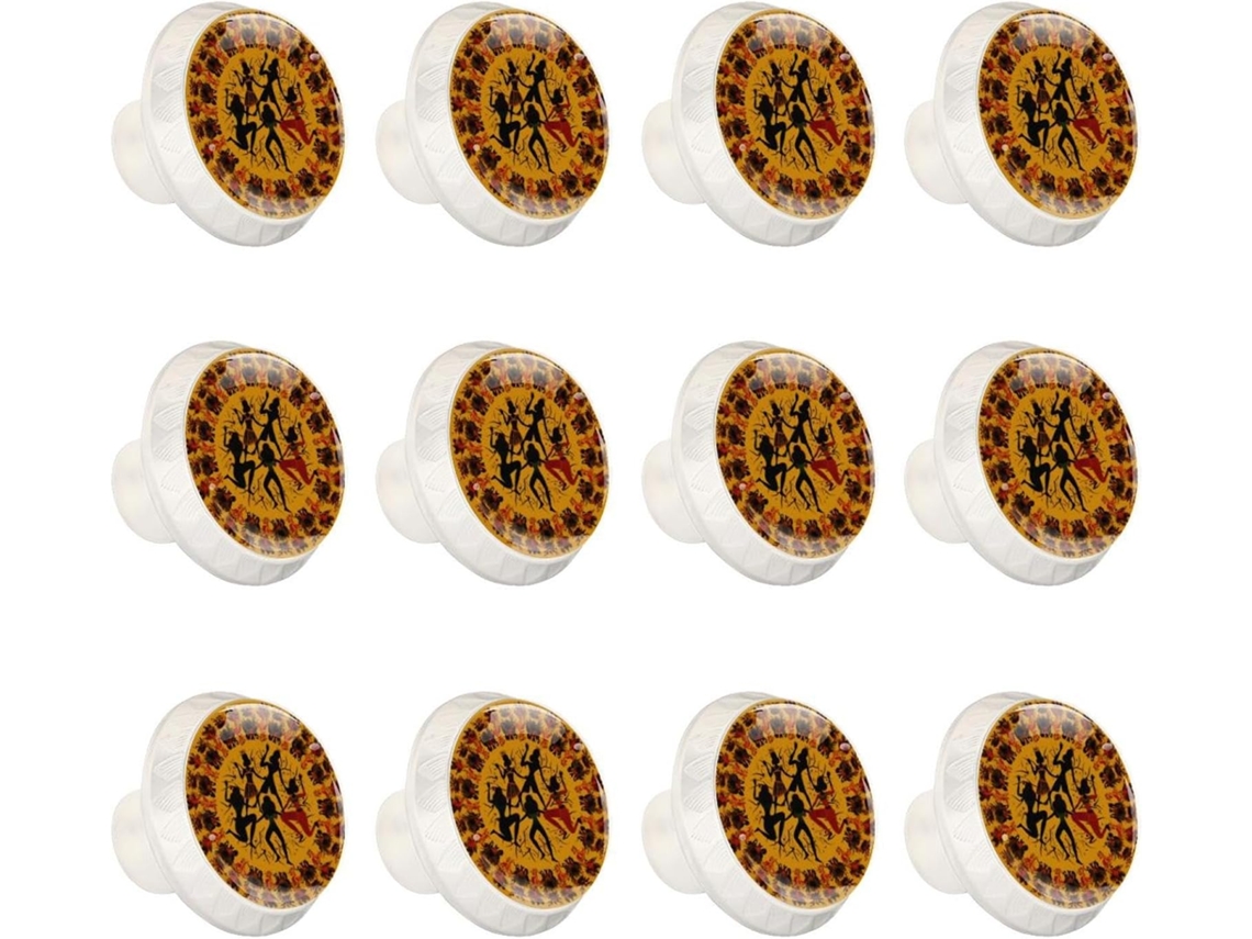 Puxadores E Maçanetas Redondas Para Armários De Cozinha, Conjunto De 12 Peças, Com Estampa De Mandala Africana E Flor