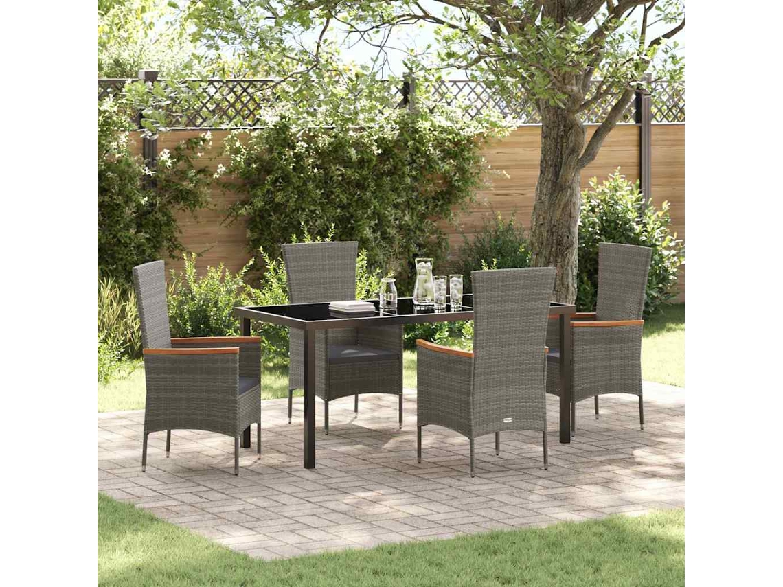 Vidaxl Conjunto de Jantar para Jardim 5 Pcs Cinzeto Aço Revestido a Pó