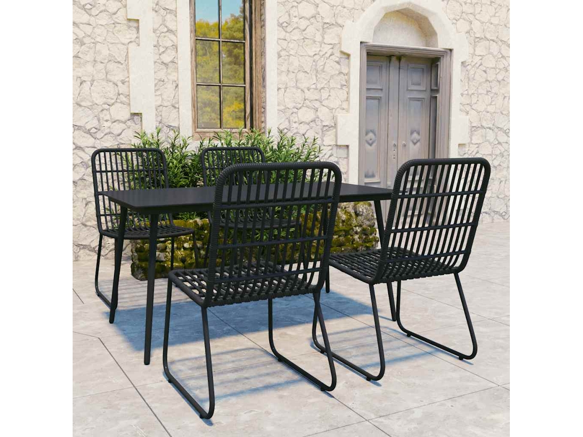 Vidaxl 5 Pcs Conjunto De Jantar Para Exterior Vime Pe E Vidro