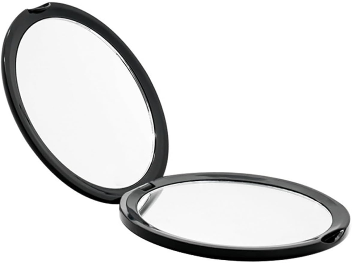 Espelho De Maquiagem Dobrável Com Aumento De 10x, Pequeno, Portátil, Preto, Compacto, Ideal Para Mulheres E Viagens.
