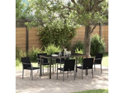 Vidaxl Conjunto de Jantar para Jardim 7 Pcs Preto e Cinza Rattan de Pe