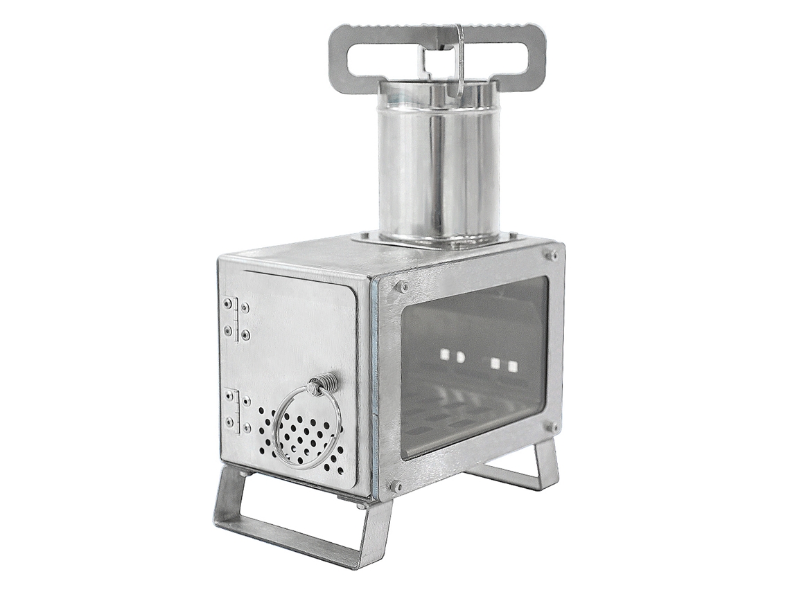 Estufa de Queima de Madeira Portátil Inox para Camping