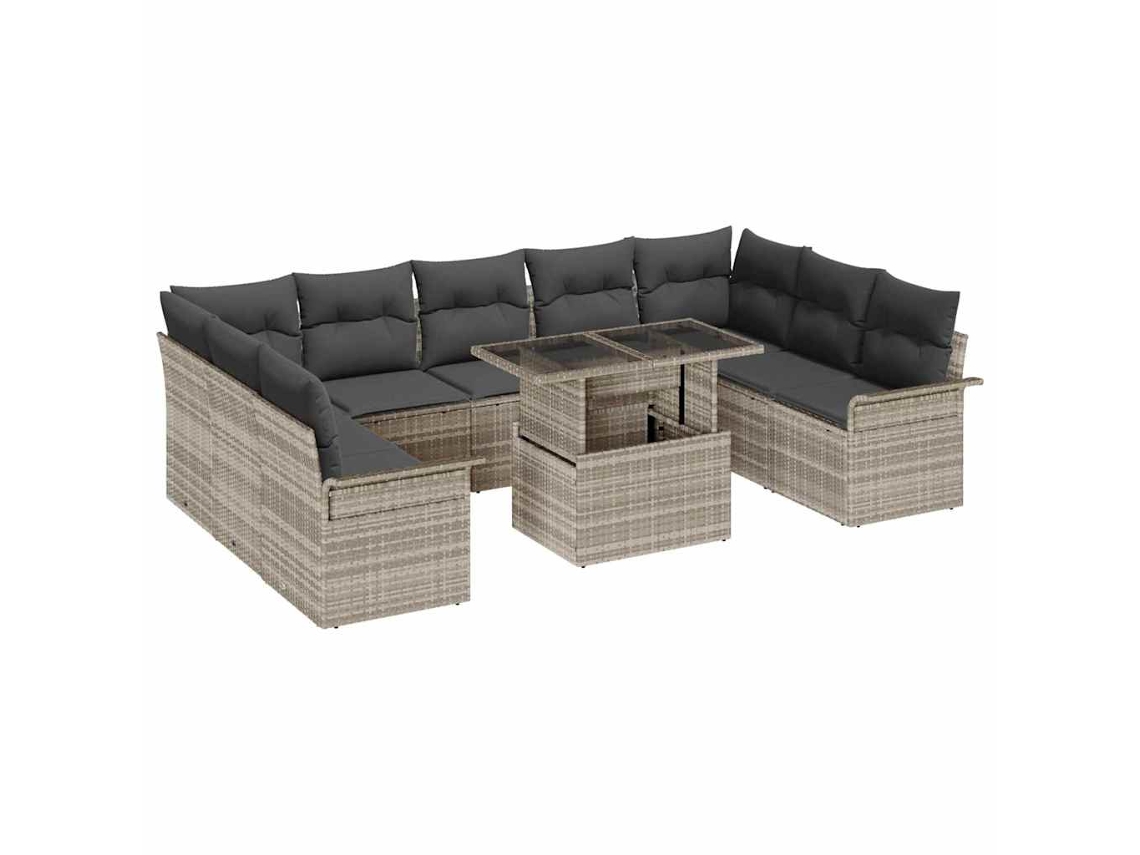 Vidaxl Conjunto De Sofá De Jardim 10 Unid. Cinzento-claro