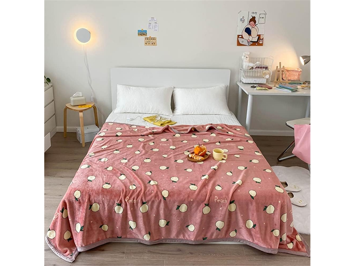 Manta de Lã Polar Inverno para Meninas da Fansu Linda Estampa Rosa Flanela Grossa Macia e Quente Cama Infantil
