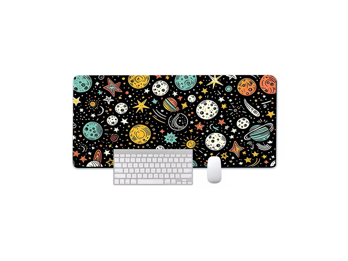 Mesa Para Computador Gamer Grande Espesso Com Antimanchas E Fácil Limpeza, Colorido Universo 30*80*0.5cm