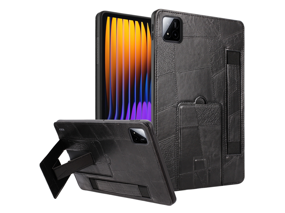 Capa Hexinyigjly Para Xiaomi Mi Pad 7/7pro (11 Polegadas) , Pu Estilo Retrô, Com Suporte Integrado Preto