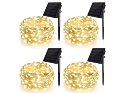 Cordão De Luzes Led, Branco Quente, Energia Solar, Para Decoração De Casa, Festas, Jardim E Eventos