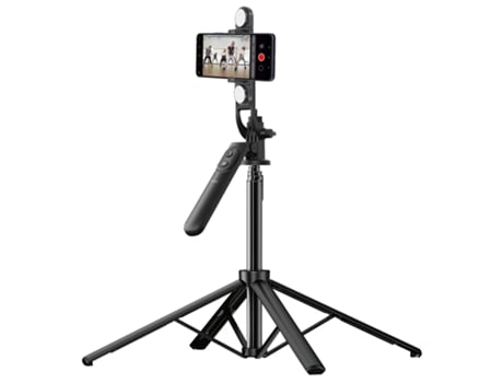 Pau Selfie Com Tripé Led Duplo Rotativo 360° Preto