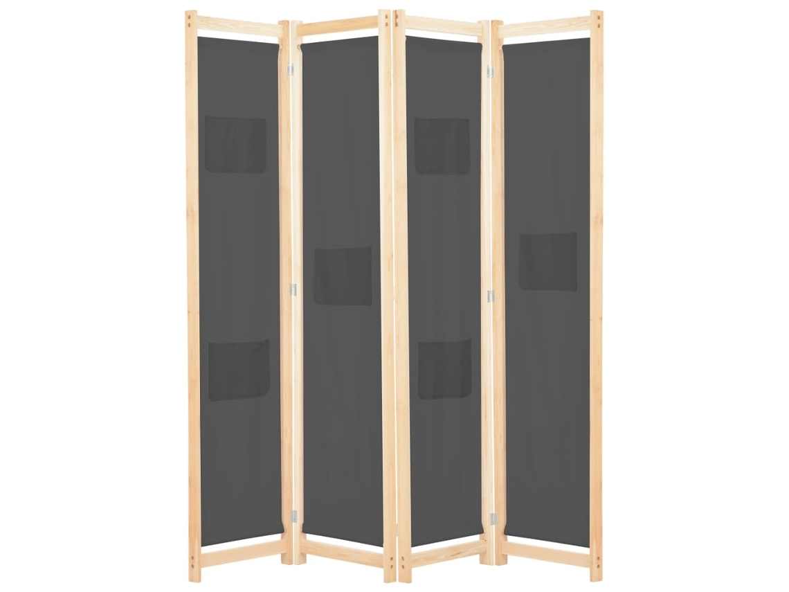 Vidaxl Divisória De Quarto Com 4 Painéis 160x170x4 Cm Tecido Cinzento