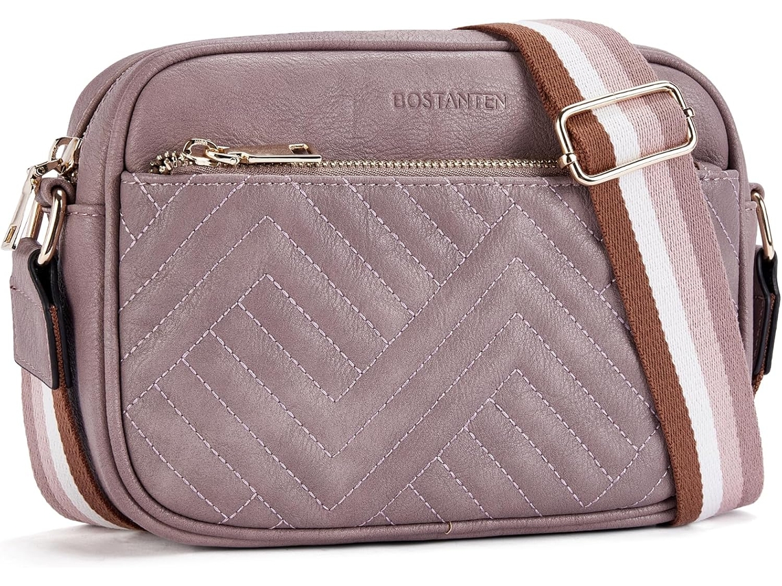 Bolsas Acolchoadas Crossbody Para Mulheres, Bolsas De Couro Vegano, Pequenas Bolsas De Ombro Com Alça Larga, Roxas
