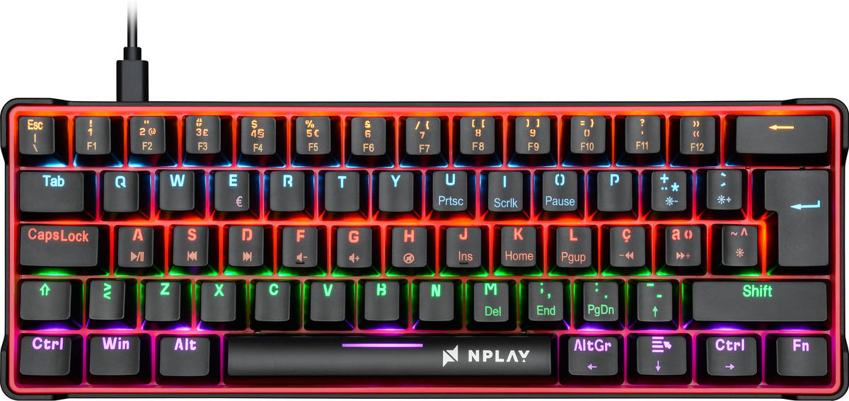 Mini Teclado Gaming NPLAY Conquer 3.0 RGB (Mecânico - Português - Preto)