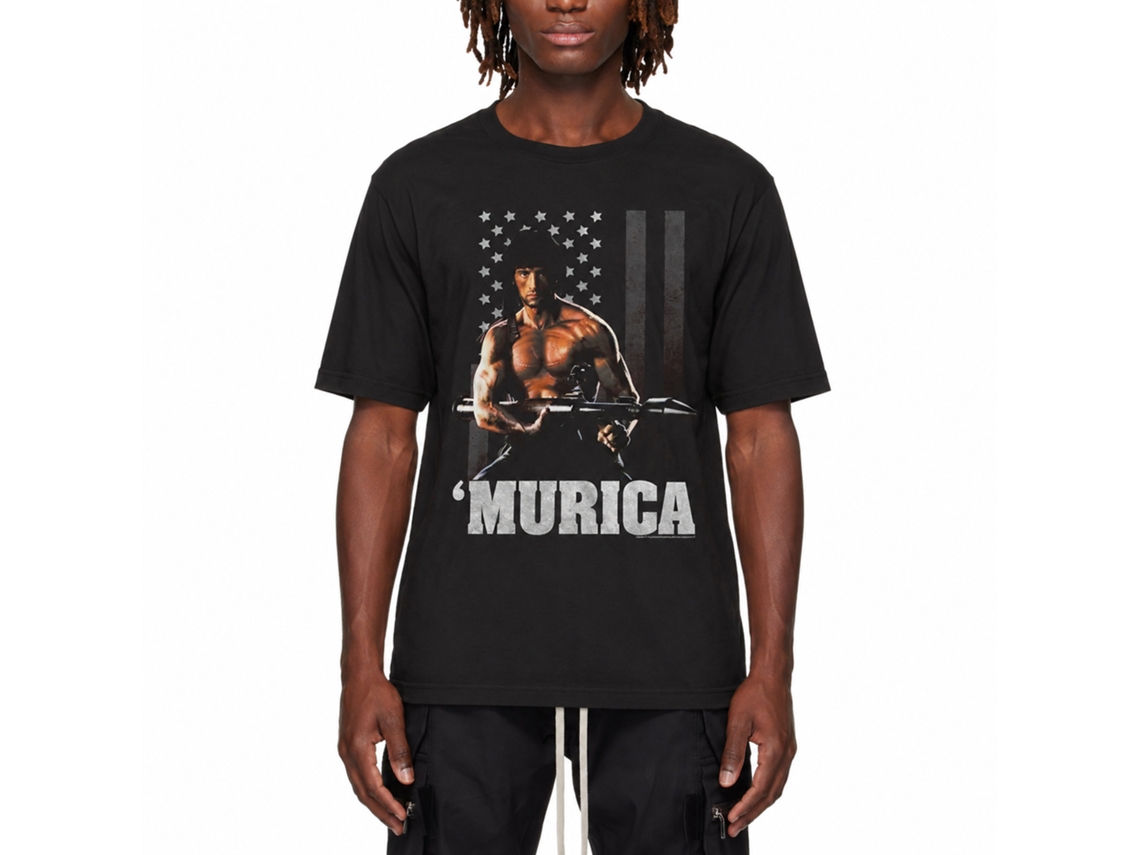 Rockinstone Rambo Movie Freedom Black Adult T-shirt Size:m