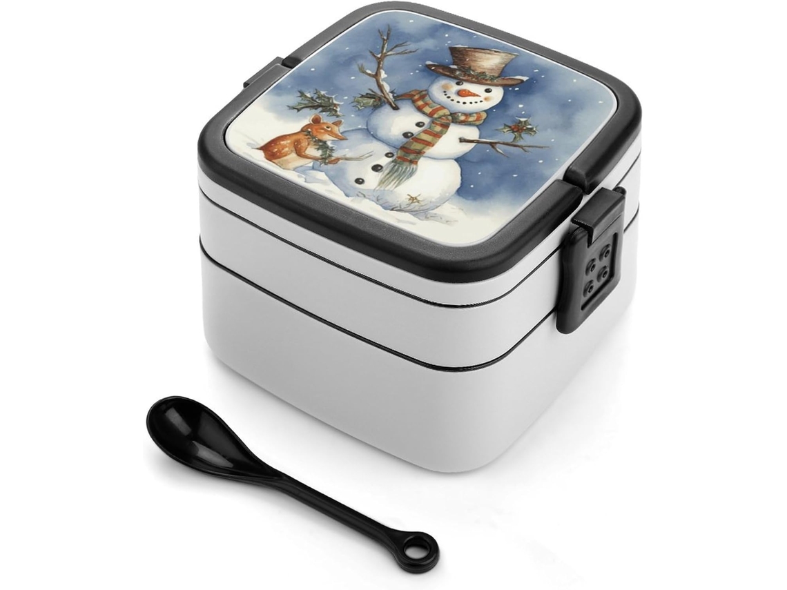 Marmita Bento Com Boneco De Neve Inverno, Design Moderno E Minimalista, Empilhável, À Prova De Vazamentos, Retangular