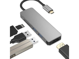 2026 hub Usb c 5 em 1 com Hdmi 4k, 2 Usb 3.0 e Leitor de Cartões Sd/tf