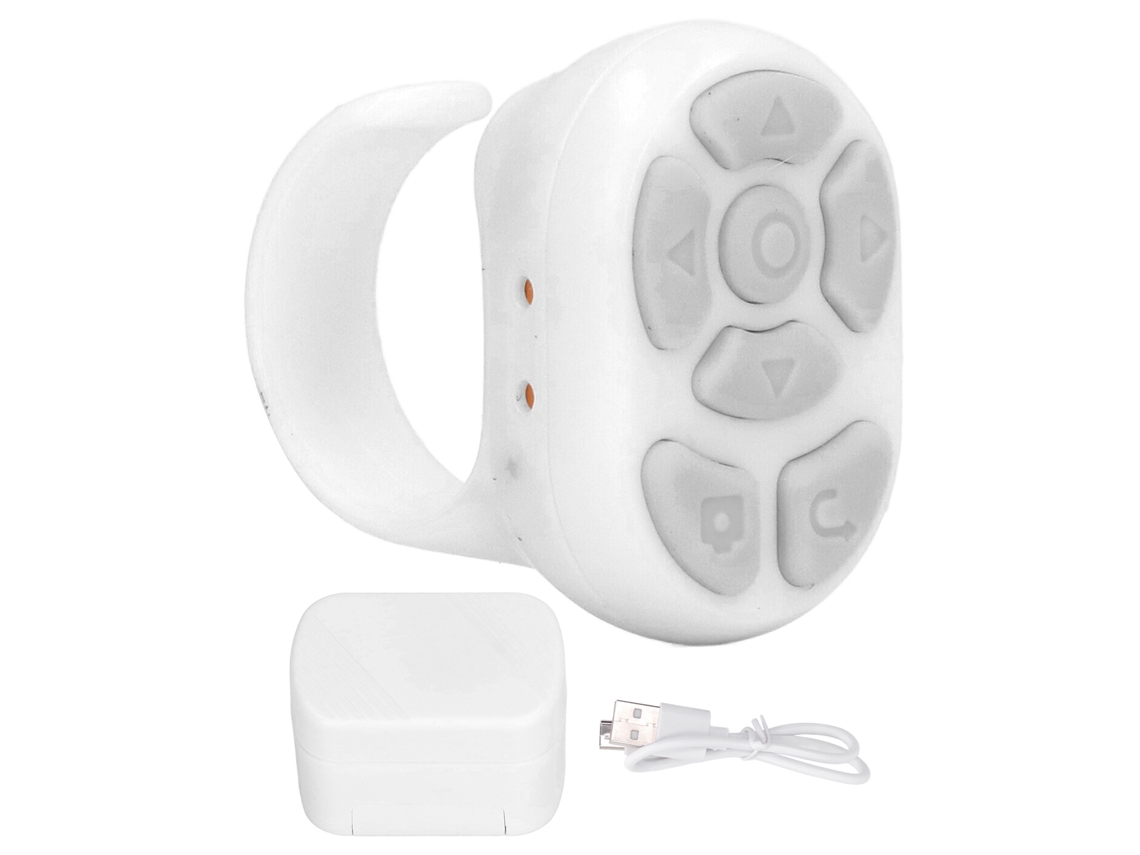 Bluetooth Remote Control Page Turner Remote Control Ring Clicker For Mobile Selfie Video Watch Novel White LAXISCREED
