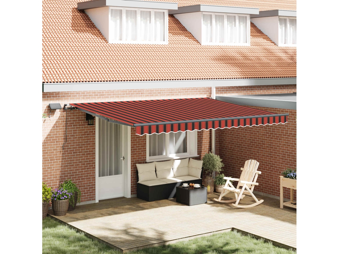 Vidaxl Toldo Retrátil Laranja E Castanho 450 × 300 Cm