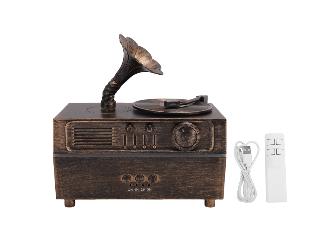 Laxiscreed Fonógrafo Aromatizador Bluetooth, Umidificador Retrô Com Design Bronze E Giratório
