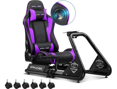 GTPLAYER Racing Simulator Cockpit com Assento para G25 G27 G29 G920 G923 T300 PS5 PS4 Xbox, Sem Volante, Caixa de Velocidades e Pedais Púrpura