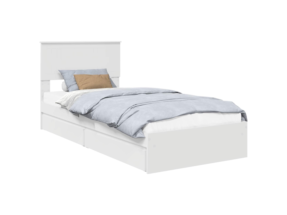 Cama com Armazenamento Branco 90x200 cm Madeira Processada MAISON EXCLUSIVE