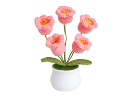 Baok - Vaso de Orquídea Artificial em Crochê Feito à Mão para Decoração de Casa