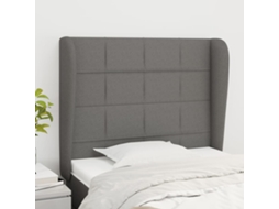 Vidaxl Cabeceira Cama C/ Abas Tecido 103x23x118/128 Cm Cinzento-escuro