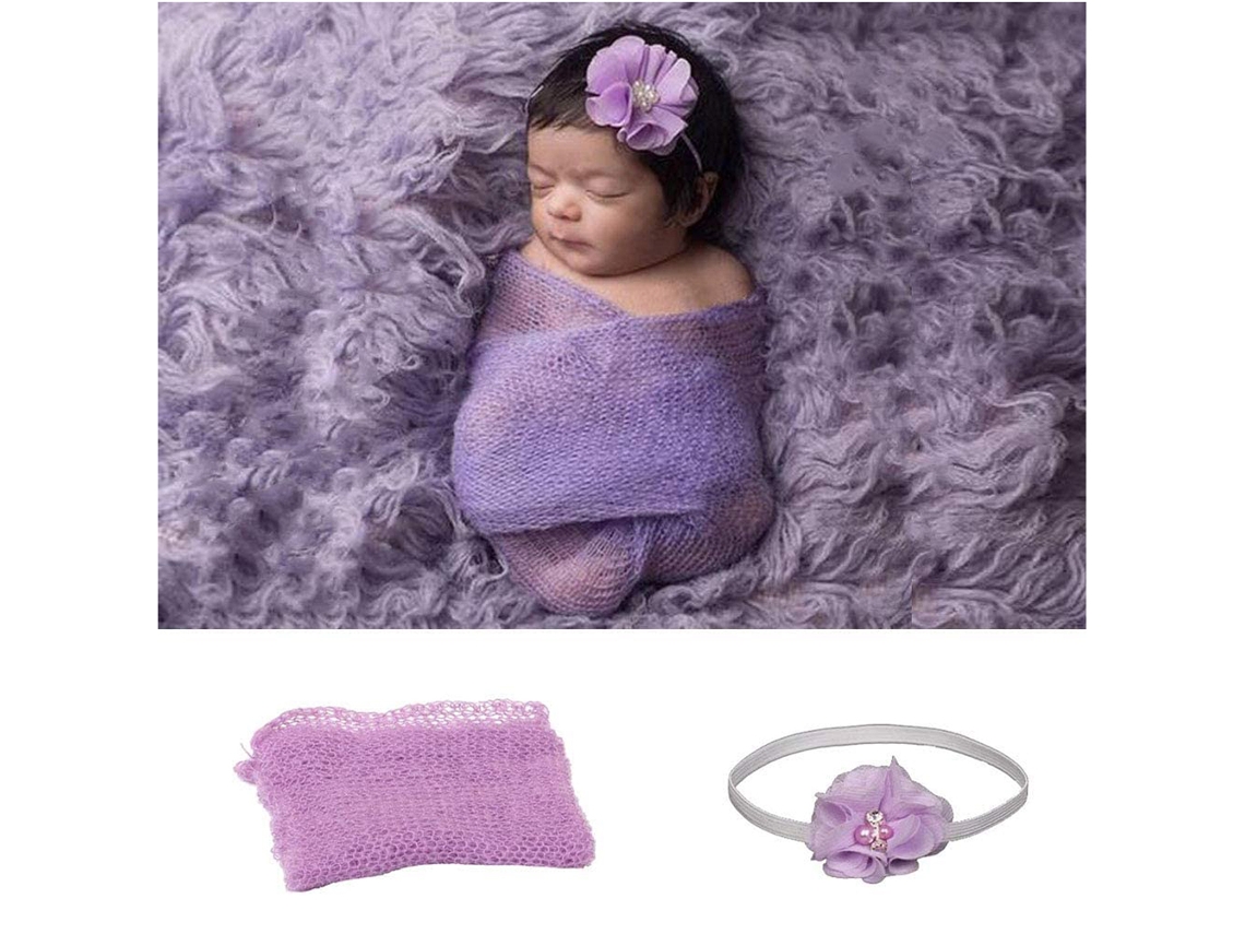 Mali 2pcs Conjunto de Mantas Ripple e Tiara para Fotografia de Bebês Meninos Meninas