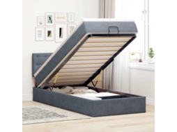 Moldura de Cama Otomana Vidaxl com Colchão Cinza Escuro Veludo