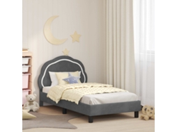 Vidaxl Estrutura De Cama Infantil Com Cabeceira Cinzento-escuro Veludo