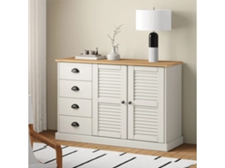 Vidaxl Aparador Com Gavetas Vigo 113x40x75 Cm Pinho Maciço Branco