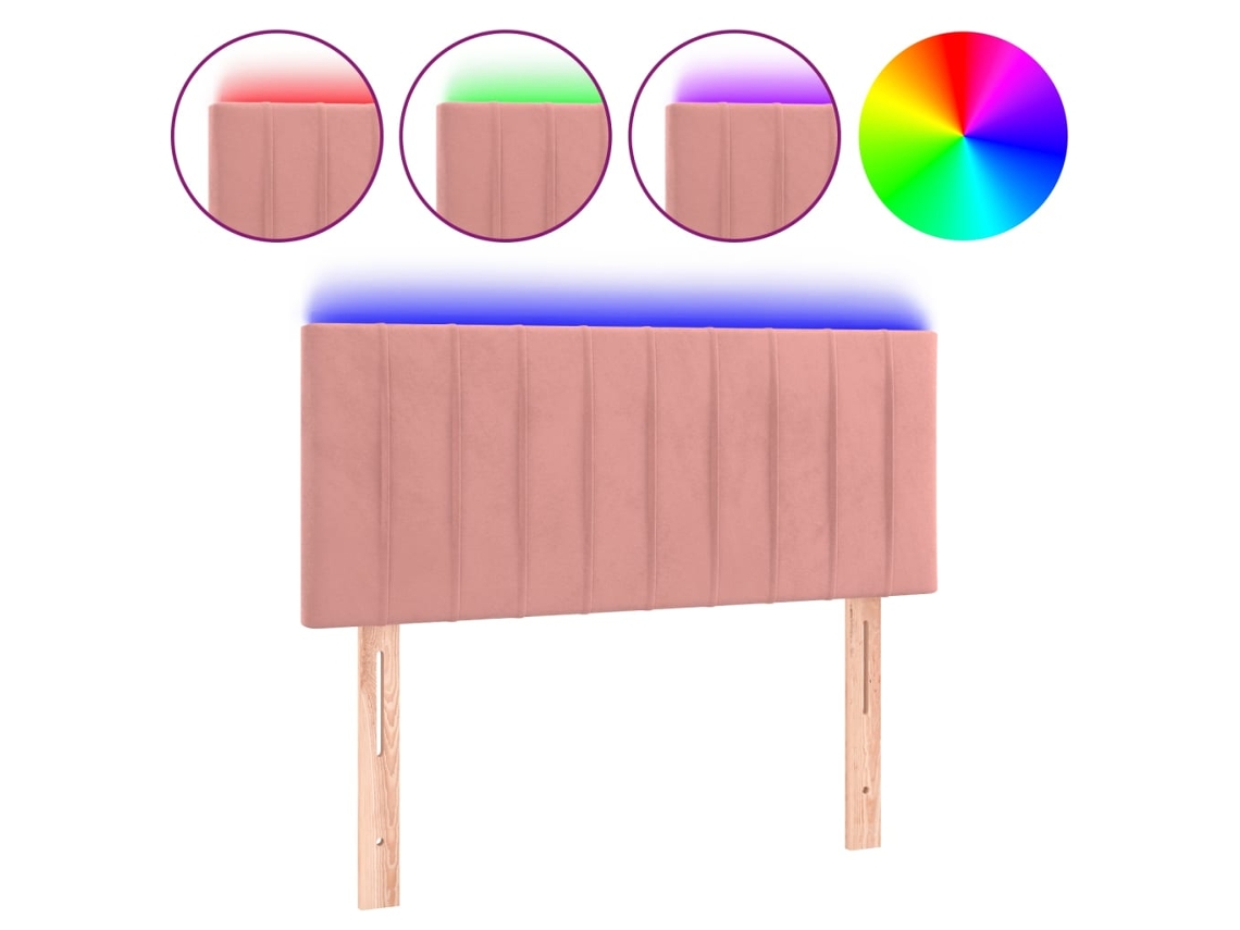 Led Headboard, Led Headboards Vidaxl Cor-de-rosa Veludo (90 X 5 X 78/88 Cm)