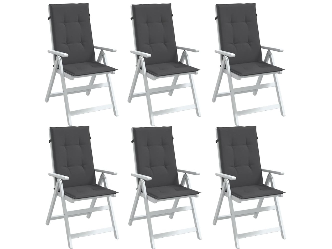 Almofadas para cadeira alta 6 peças tecido misto antracite Dkd Home Decor