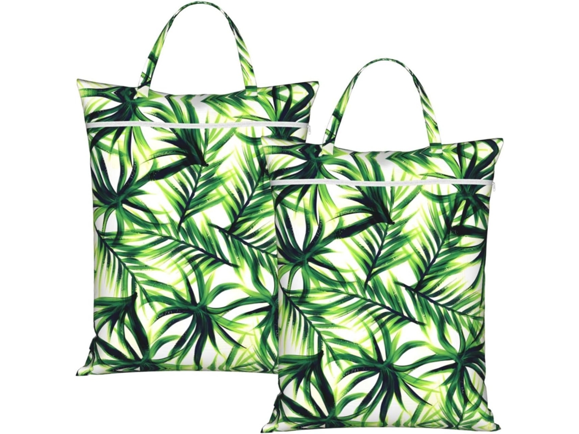 Saco De Roupa Suja Para Viagem Com Zíper E Alça - Estampa De Folhas