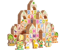 100 Peças De Blocos Empilhar, Brinquedos Educativos, Letras, Números,