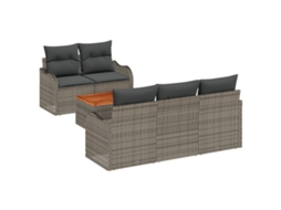 Conjunto 6 Sofá De Jardim Vidaxl Cinzento Vime Pe (176 X 62 X 69 Cm)