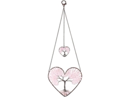 Pingente Caçador De Sonhos Coração De Quartzo Rosa Árvore Da Vida Bohemia Decoração De Parede Janela Carro Presente