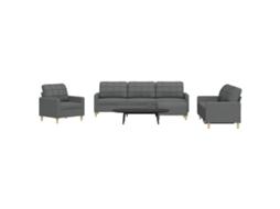 Vidaxl 4 Pcs Conjunto De Sofás Com Apoio De Pés Tecido Cinzento-escuro