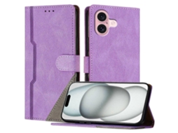 Capa De Couro Com Estampa Triangular E Suporte Tipo Carteira Para Iphone 16, À Prova De Choque