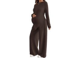Conjunto de Duas Peças para Gestante, Incluindo Blusa e Calça, Marrom, S PANOONA