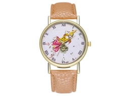 Relógio de Pulso Casual Unisex Quartzo Pulseira Couro Pu Ajustável Bege