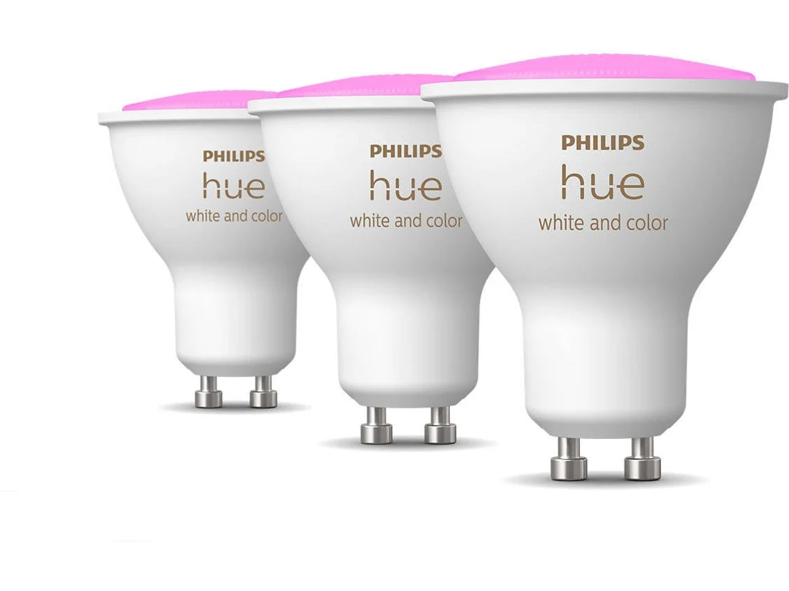 Kit 3 Lâmpadas Inteligentes PHILIPS HUE (GU10 - Branco e cor)