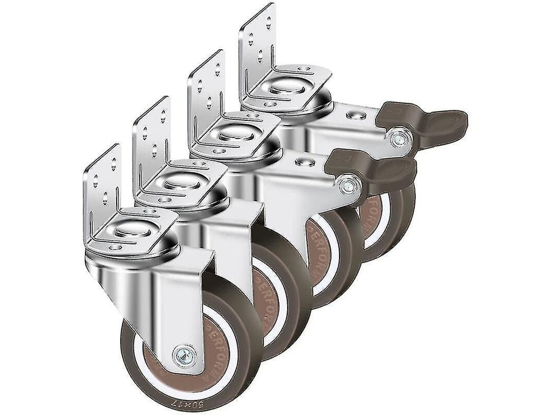 Conjunto De 4 Rodízios Giratórios De 50mm Com Capacidade Para 100kg