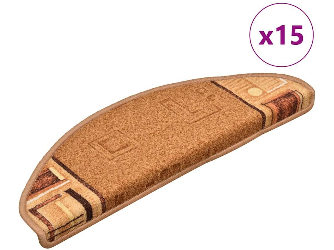 Conjunto 15 Tapete De Escada Vidaxl Beige Polyamide ( 65x21x4 Cm)