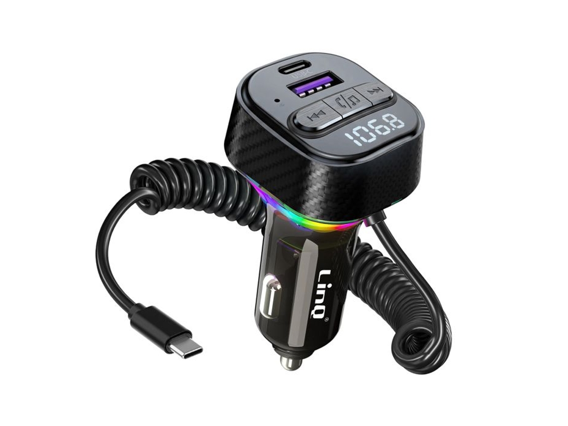 Transmissor Fm Bluetooth Veicular, Usb-c, Carga Rápida, 30w, Preto