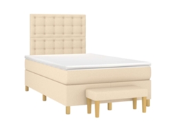 Vidaxl Cama Boxspring Com Colchão 120x190 Cm Tecido Cor Creme