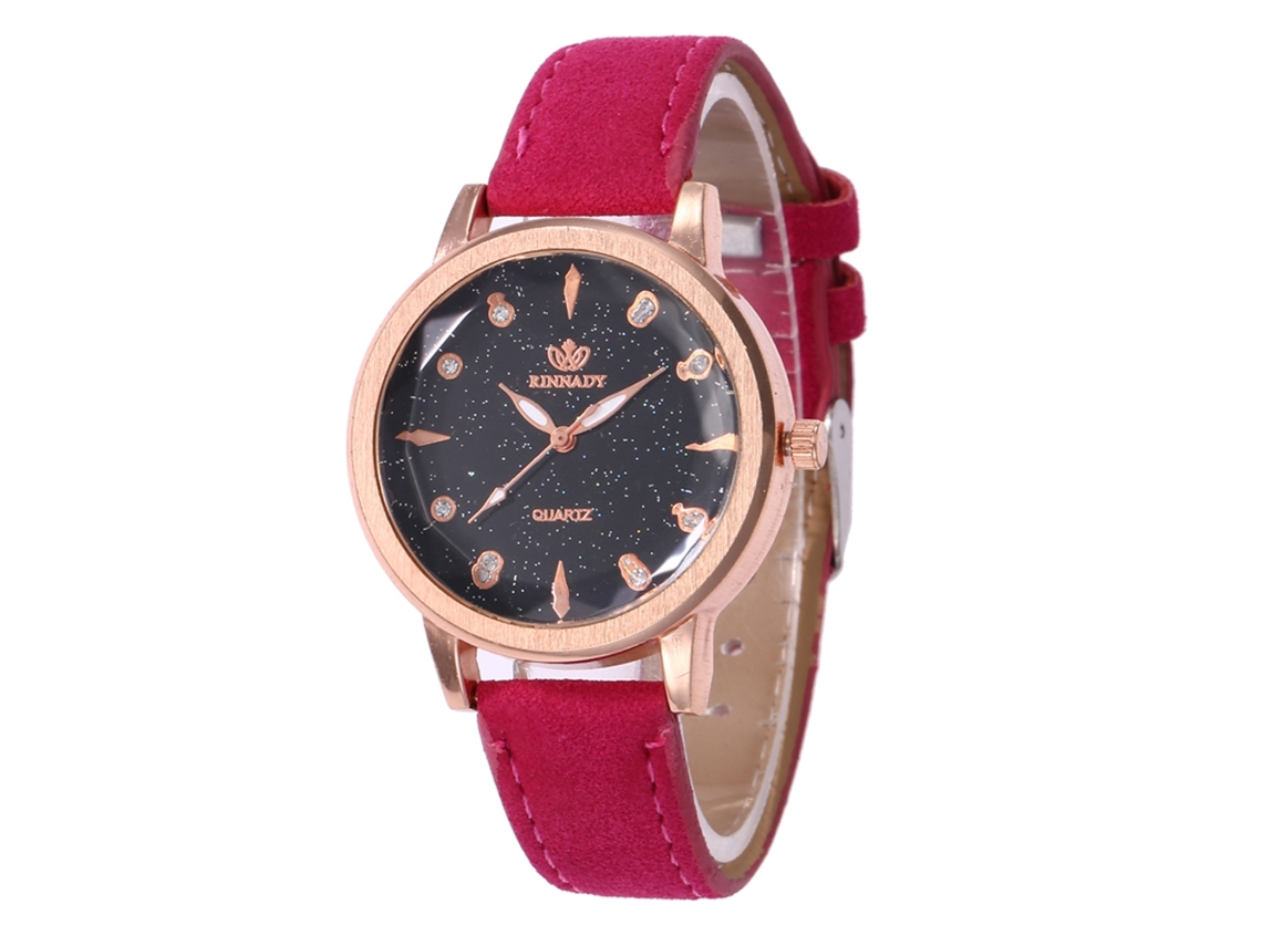 Reloj De Mujer De Moda De Cuero Quartz Casual L10 Rojo Rosa